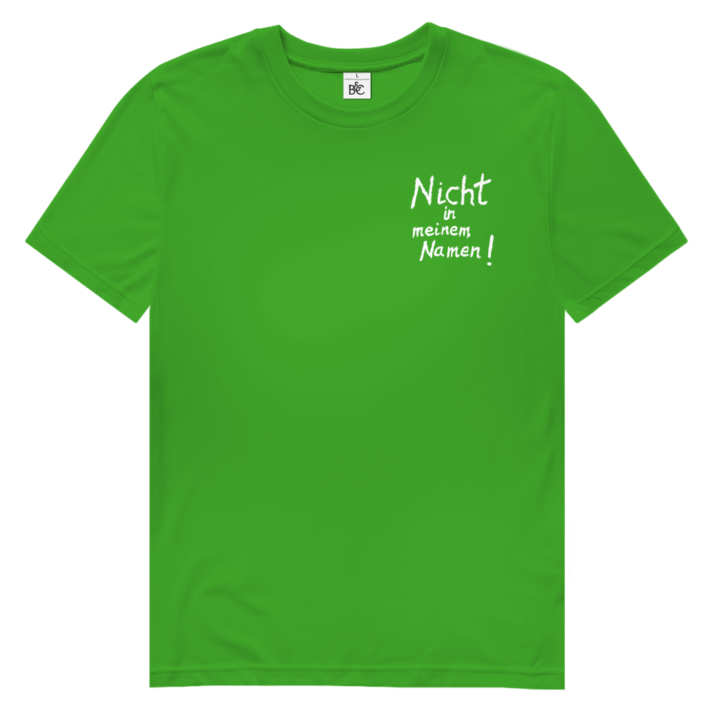 T-Shirt Herren  Bio  "Nicht in meinem Namen" (kleiner Druck) +16 Farben - Gr. S-XXL