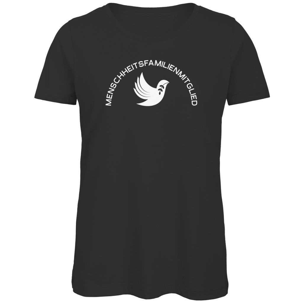 T-Shirt Damen Bio "Menschheitsfamilienmitglied" (großer Druck) +13 Farben - Gr. XS-XXL