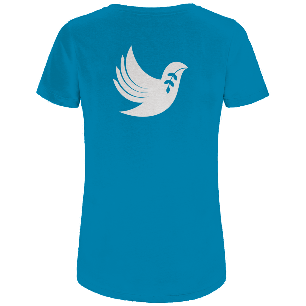 T-Shirt Damen Bio "Frieden" +13 Farben - Gr. XS-XXL (Backprint)