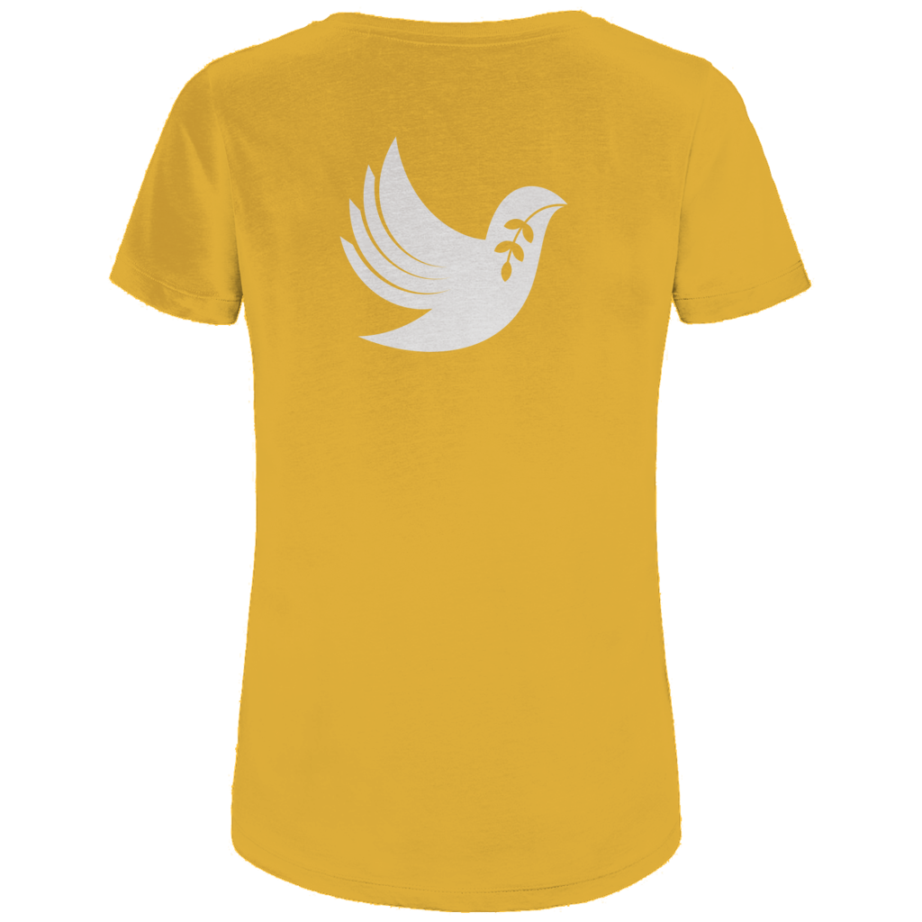 T-Shirt Damen Bio "Frieden" +13 Farben - Gr. XS-XXL (Backprint)