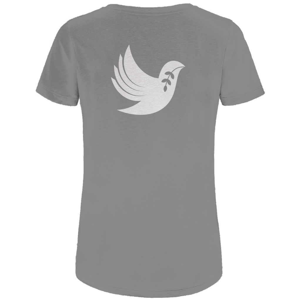 T-Shirt Damen Bio "Frieden" +13 Farben - Gr. XS-XXL (Backprint)