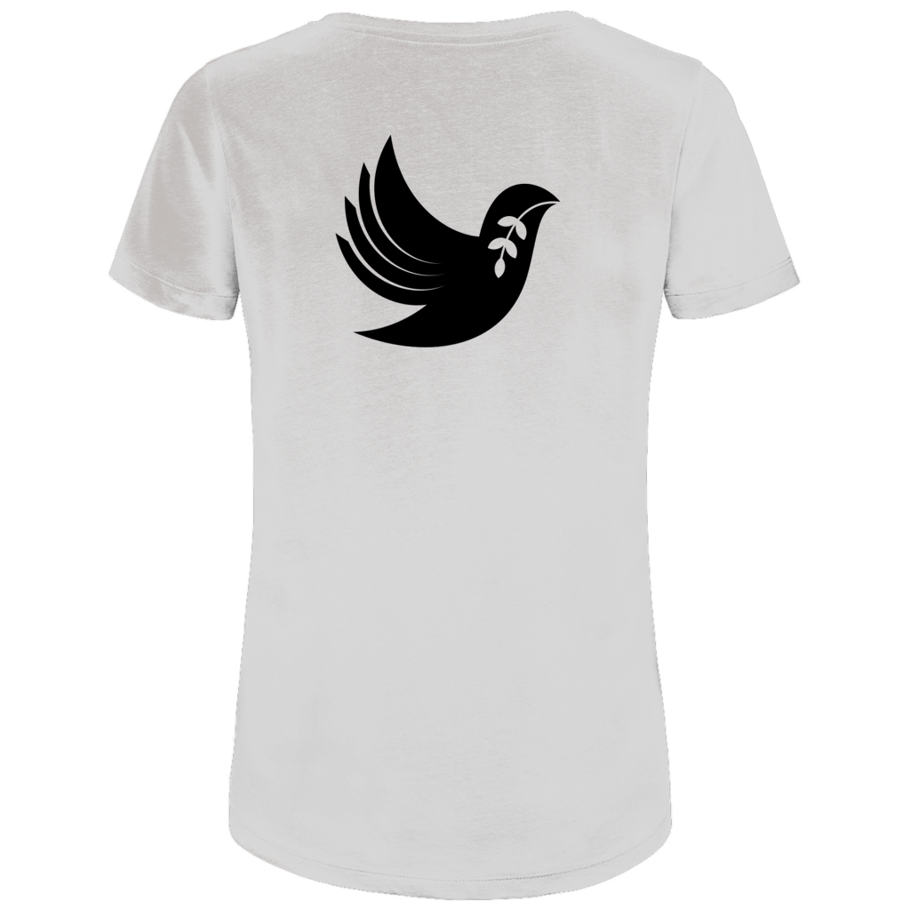 T-Shirt Damen Bio "Frieden" +13 Farben - Gr. XS-XXL (Backprint)