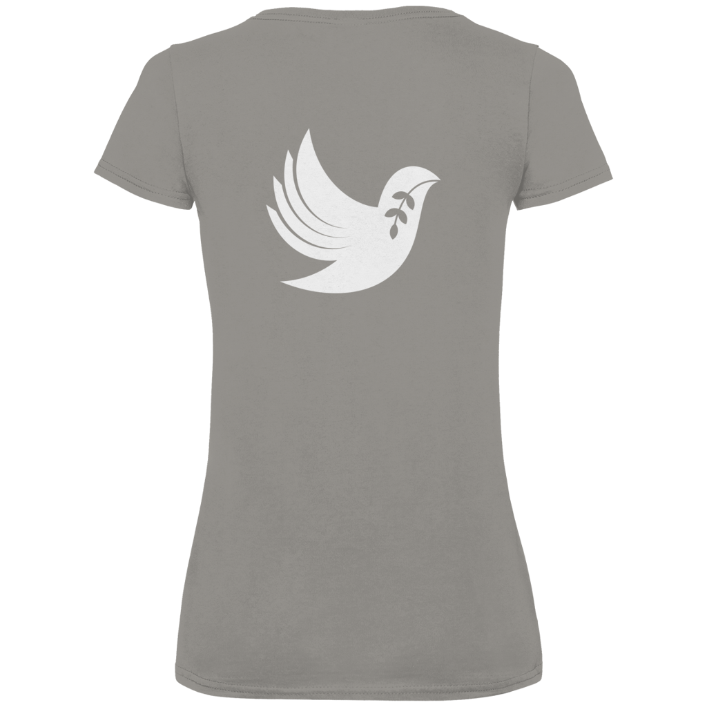 T-Shirt Damen Bio V-Neck "Frieden" +5 Farben - Gr. XS-XXL (Backprint)