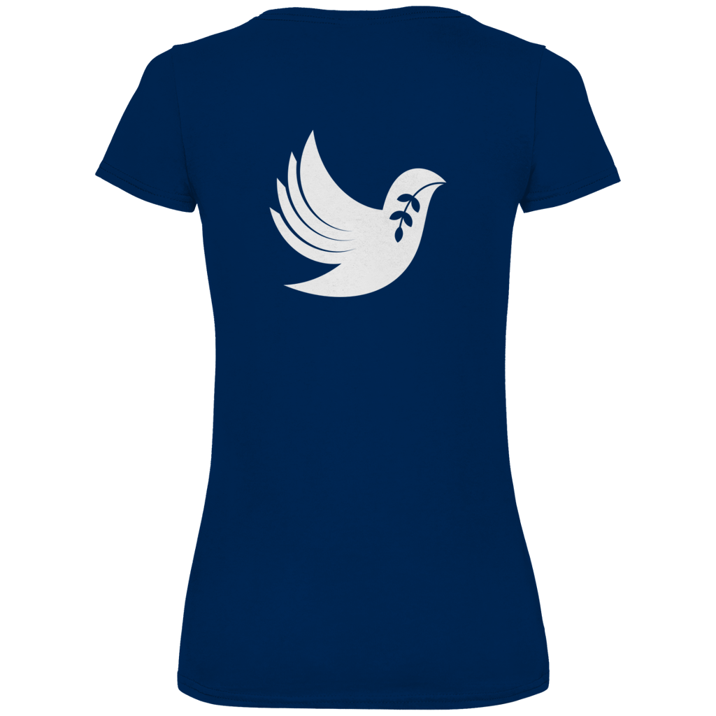 T-Shirt Damen Bio V-Neck "Frieden" +5 Farben - Gr. XS-XXL (Backprint)