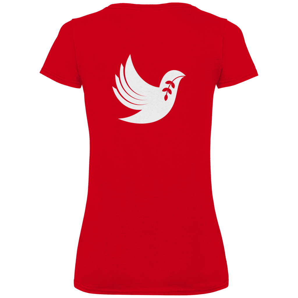 T-Shirt Damen Bio V-Neck "Frieden" +5 Farben - Gr. XS-XXL (Backprint)