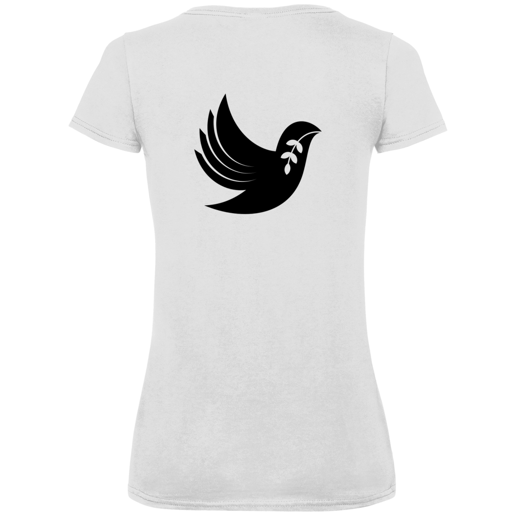 T-Shirt Damen Bio V-Neck "Frieden" +5 Farben - Gr. XS-XXL (Backprint)