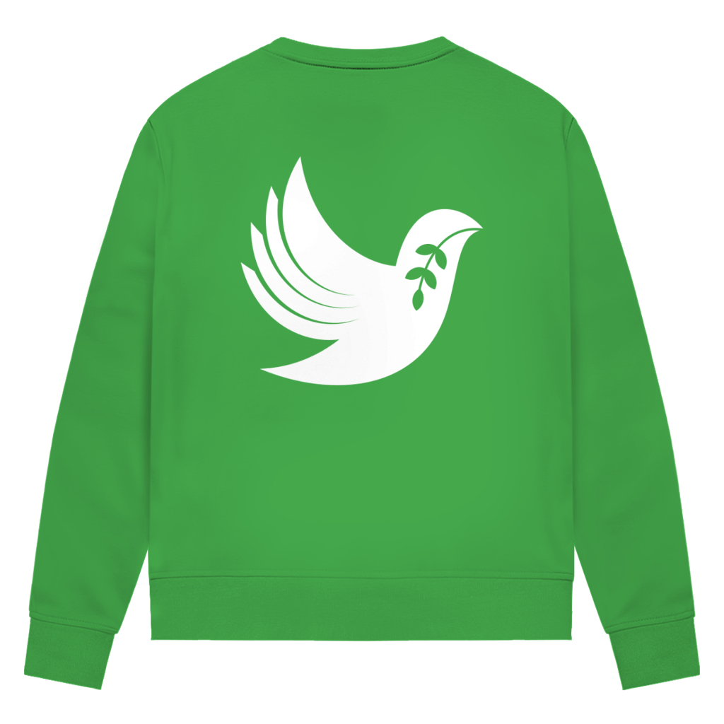 Sweatshirt Damen Bio "Frieden" +15 Farben - Gr. XS-XXL (Backprint)