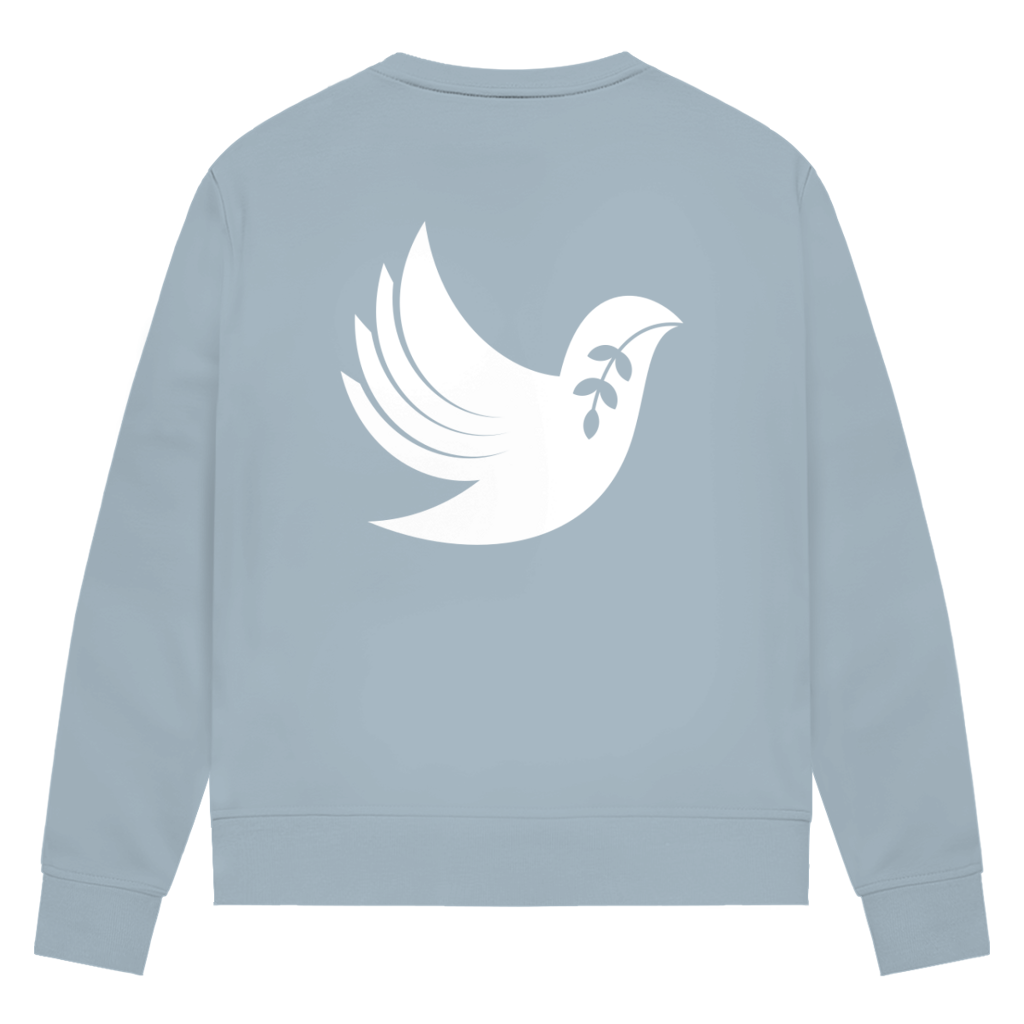 Sweatshirt Damen Bio "Frieden" +15 Farben - Gr. XS-XXL (Backprint)