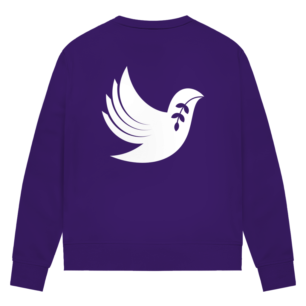 Sweatshirt Damen Bio "Frieden" +15 Farben - Gr. XS-XXL (Backprint)