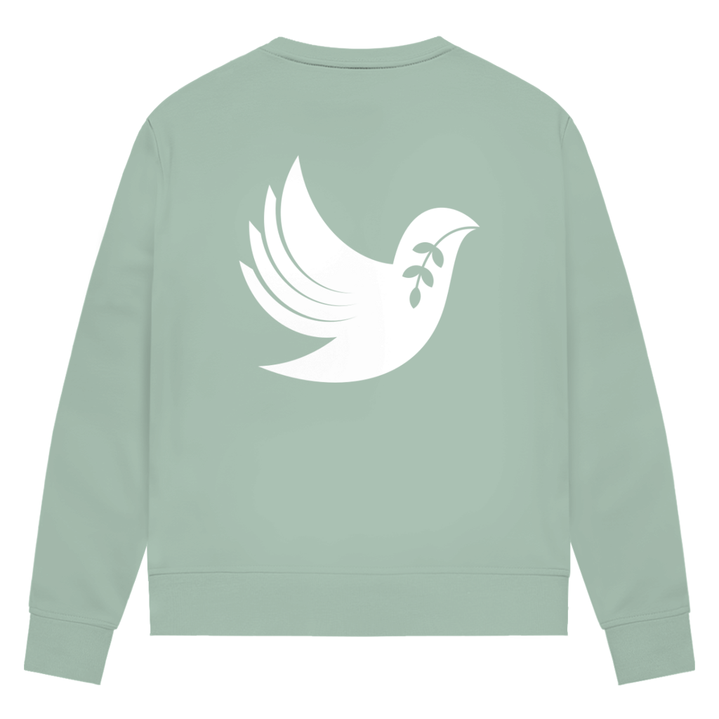 Sweatshirt Damen Bio "Frieden" +15 Farben - Gr. XS-XXL (Backprint)