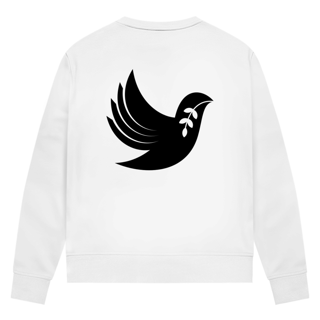 Sweatshirt Damen Bio "Frieden" +15 Farben - Gr. XS-XXL (Backprint)