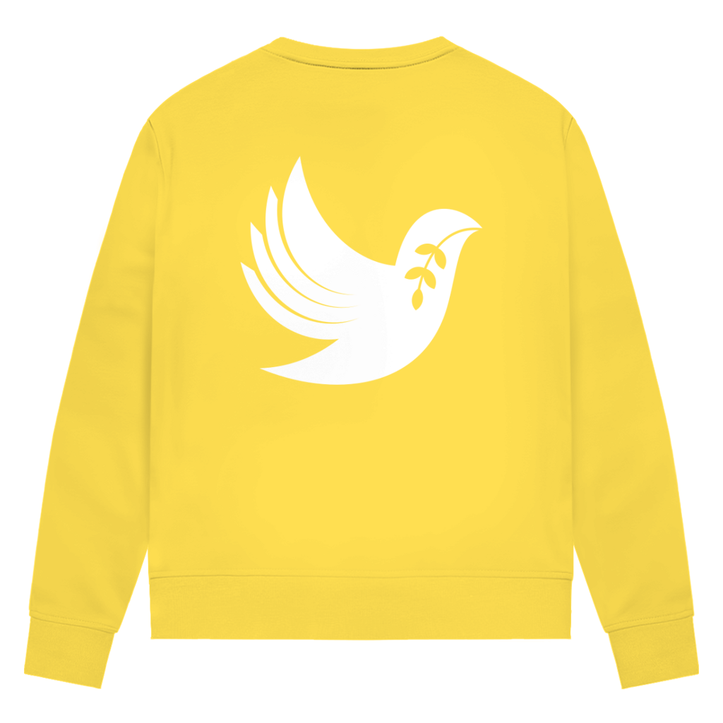 Sweatshirt Damen Bio "Frieden" +15 Farben - Gr. XS-XXL (Backprint)